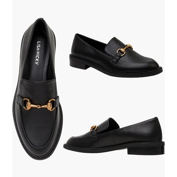 Lisa Vicky Zany-V Loafers Black Sheep Nappa Leather Women Size 8 M - Picture 1 of 7